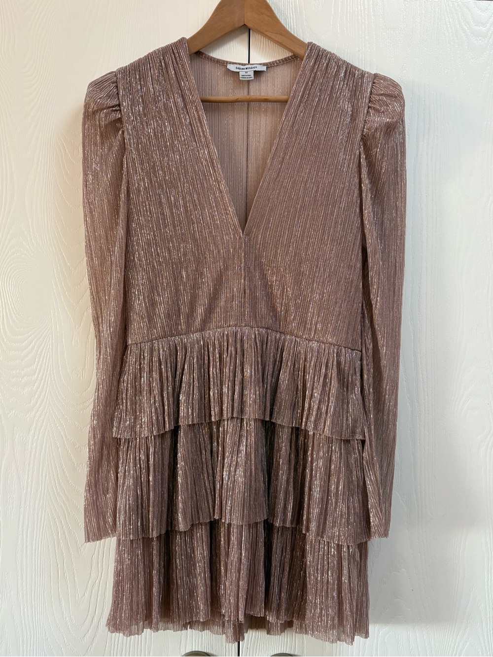 Sabina Musayev Blush Tiered V-Neck Long-Sleeve Mini Dress - Picture 4 of 11
